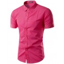 Camisa Social Masculina Casual Manga Curta Varias Cores Estampa Lisa