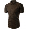 Casual Men's Casual Shirt Casual Short Sleeve Various Colors Plain Print