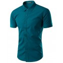Camisa Social Masculina Casual Manga Curta Varias Cores Estampa Lisa
