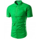 Camisa Social Verde Masculina Casual Manga Curta Varias Cores Estampa Lisa