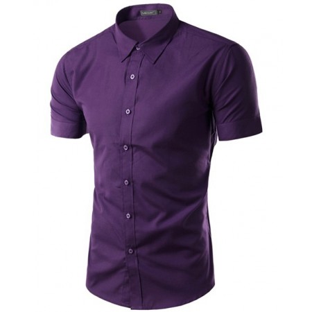 Casual Men's Casual Shirt Casual Short Sleeve Various Colors Plain Print