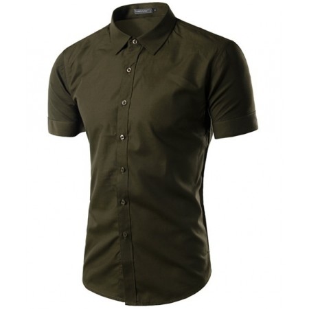 Casual Men's Casual Shirt Casual Short Sleeve Various Colors Plain Print