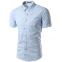 Casual Men's Casual Shirt Casual Short Sleeve Various Colors Plain Print