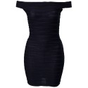 Vestido Curto Elegante Bodycon Azul Marinho e Preto