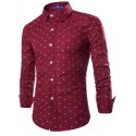 Social Shirt Dark Blue Polka Dot Button Long Sleeve