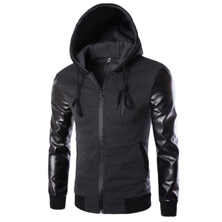 Men's Black Zip Hoodie with Urban Zipper Hood