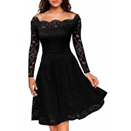 Vestido Médio Preto Madrinha de Casamento Tomara que Caia Manga Longa