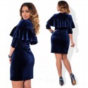 Short Prom Party Graduation Party Social Velvet 3/4 Sleeve Navy Blue