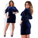 Short Prom Party Graduation Party Social Velvet 3/4 Sleeve Navy Blue