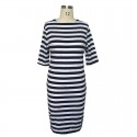 Dress Female Striped Fashion Black and White Beach Casual Plus Size