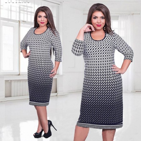 Plus Size Women's Working Dress Large Sizes Long Sleeve