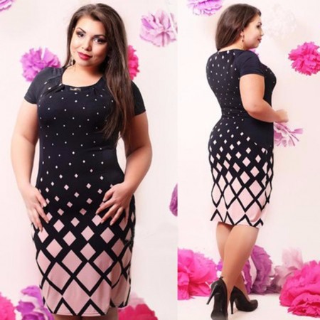 Vestido Plus Size Feminino de Trabalho Tamanhos Grandes Manga Longa