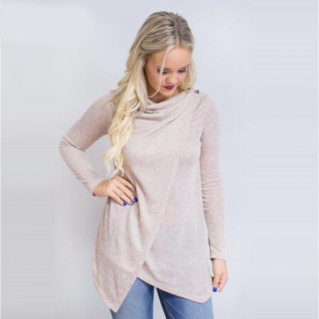 Asymmetric Blouse Long Blend Long Sleeve Casual