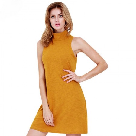 Vestido Casual Amarelo Verão Curto Básico