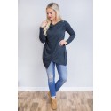 Asymmetric Blouse Long Blend Long Sleeve Casual