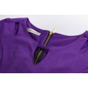Short Female Dress Purple Leaked Short Sleeve Fine Work Belt