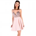Rose Princess Dress Elegant Short with Plunging Neckline