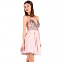 Rose Princess Dress Elegant Short with Plunging Neckline