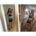 Vestido Curto Feminino Verde Listrado de Trabalho Secretaria Casual