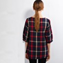 Women's Checked Blouse Black Social Chess Long Sleeve Casual