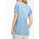 Women's Basic T-Shirt Blue Wash Casual Slim Microfiber Jeans