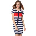 Striped Dress Casual Short White Fashion Ladies Beach