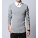 Camiseta de Lã Masculino Moda Inverno Manga Longa Suéter Pullover