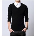 Camiseta de Lã Masculino Moda Inverno Manga Longa Suéter Pullover