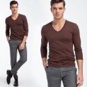 Long Sleeve V-neck Men's Casual Plus Size Sizes Large