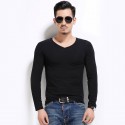 Camiseta Masculina Manga Comprida Casual Estampa Lisa Gola Careca Plus