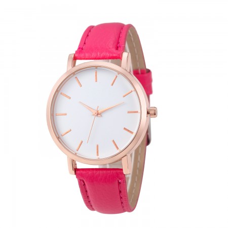 Women's Pink Clean Watches Various Colors Bracelet Leather Visor White