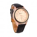 Women's Watches With Bright Crystals Golden Leather Bracelet