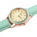 Women's Watches With Bright Crystals Golden Leather Bracelet