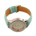 Women's Watches With Bright Crystals Golden Leather Bracelet
