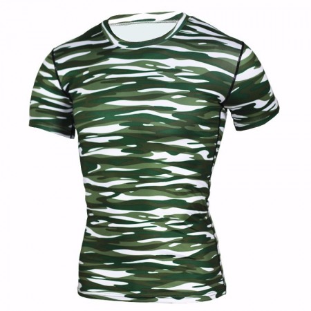 Camiseta Masculina Básica Manga Curta Estampa Camuflada Exercito