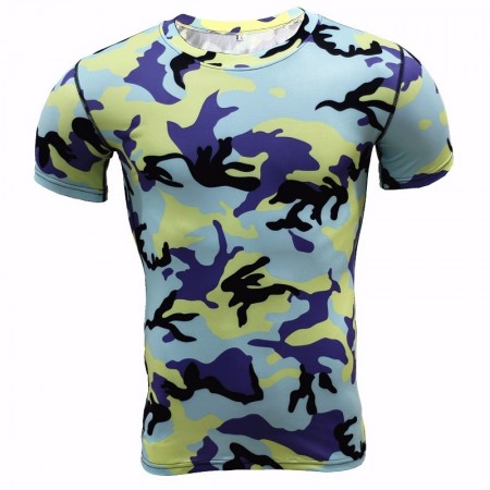 Camiseta Masculina Básica Manga Curta Estampa Camuflada Exercito