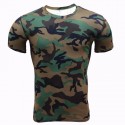 Camiseta Masculina Básica Manga Curta Estampa Camuflada Exercito