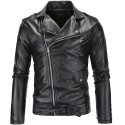Men's Jacket Black Waterproof Plain Leather Zipper