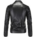 Men's Jacket Black Waterproof Plain Leather Zipper