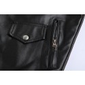 Men's Jacket Black Waterproof Plain Leather Zipper