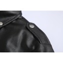 Men's Jacket Black Waterproof Plain Leather Zipper