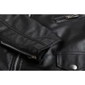 Men's Jacket Black Waterproof Plain Leather Zipper