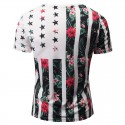 Camiseta SWAG Masculina Estampada Floral Américana Branca Gola V