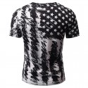 Camiseta SWAG Masculina Estampada Floral Américana Branca Gola V