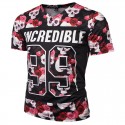 Camiseta SWAG Masculina Estampada Floral Américana Branca Gola V