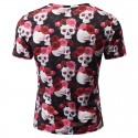 Camiseta SWAG Masculina Estampada Floral Américana Branca Gola V