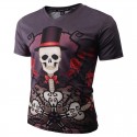 Camiseta SWAG Masculina Estampada Floral Américana Branca Gola V