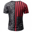 Camiseta SWAG Masculina Estampada Floral Américana Branca Gola V