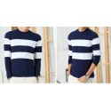 Men's Cold Jacket Striped Long Sleeve Wool Pullover