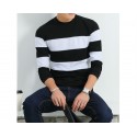 Men's Cold Jacket Striped Long Sleeve Wool Pullover